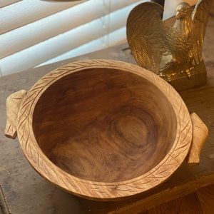 Antique Handcarved Primitive Wood Fish Bowl